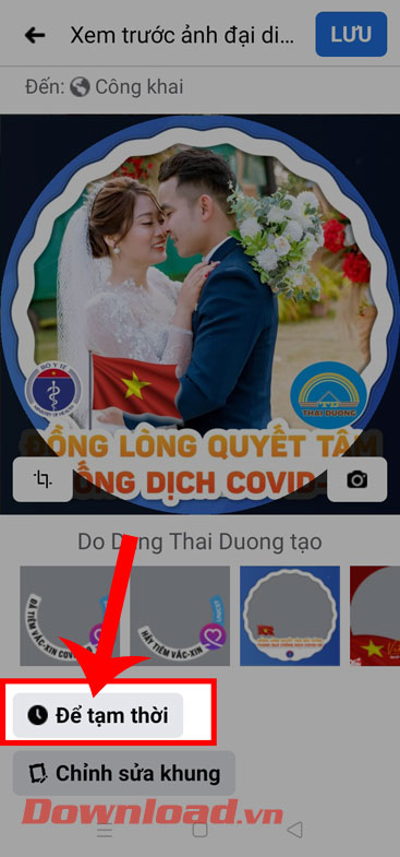 <p><strong>Bước 6:</strong> Lúc này khung đã được chèn vào ảnh avatar của mình rồi, để thiết lập thời