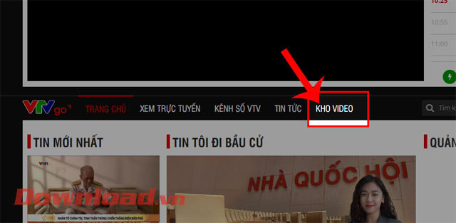Click chuột vào mục Kho video
