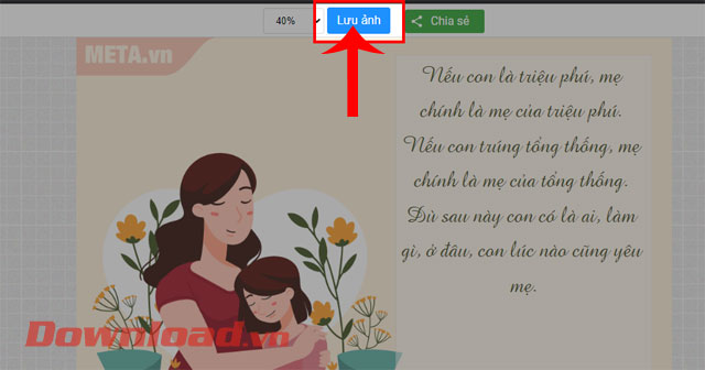 Nhấn vào nút Lưu ảnh 