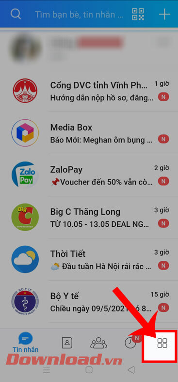 Nhấn vào biểu tượng mục Thêm 