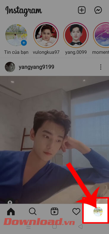 Nhấn vào biểu tượng tài khoản 