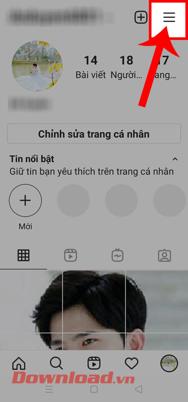 Ấn vào biểu tượng ba dấu gạch ngang