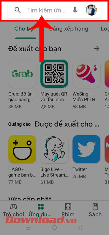 <p><strong>Bước 1:</strong> Mở kho <strong>ứng dụng <a href="https://download.com.vn/google-play-apk-59541">Google