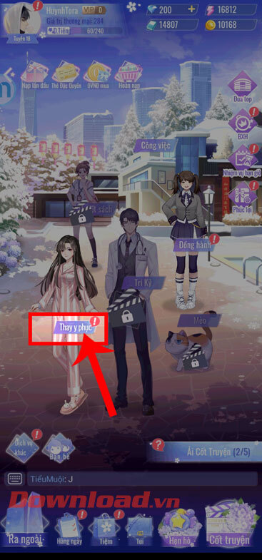 <p><strong>Bước 10:</strong> Tại giao diện chính của game này, ấn vào mục <strong>Thay y phục</strong>