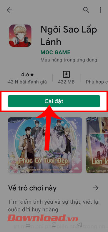 <p><strong>Bước 3:</strong> Tiếp theo, hãy chạm vào nút <strong>Cài đặt.</strong></p>