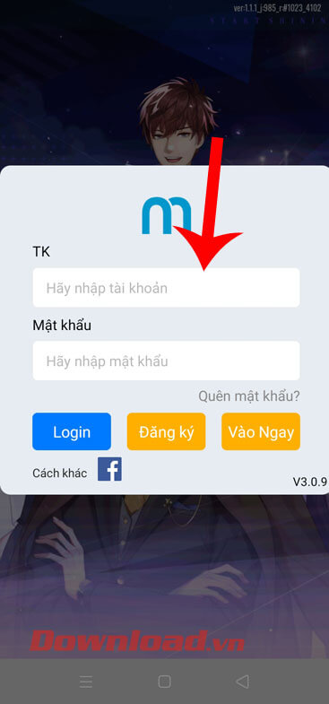 <p><strong>Bước 1:</strong> Sau khi đã tải và mở game này trên điện thoại, thì hãy đăng nhập bằng tài