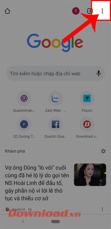 Nhấn vào biểu tượng dấu ba chấm