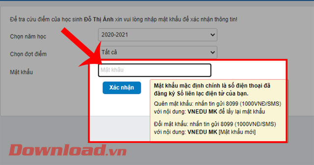 Nhập mật khẩu và nhấn nút Xác nhận