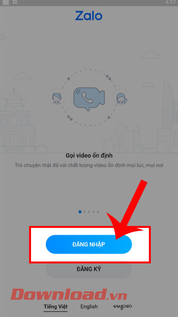 <p><strong>Bước 3:</strong> Ở giao diện chính của ứng dụng, click chuột vào nút<strong> Đăng nhập.</strong></p>