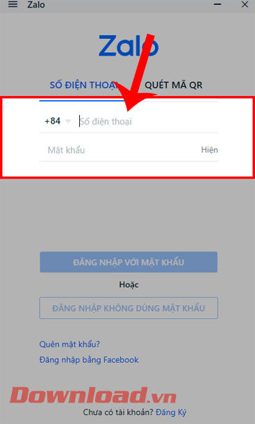 <p><strong>Bước 2:</strong> Lúc này tại cửa sổ <em>Đăng nhập</em>, <strong>nhập số điện thoại và mật