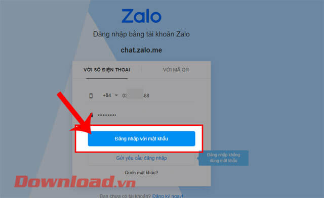 <p><strong>Bước 3:</strong> Tiếp theo, nhấn vào nút <strong>Đăng nhập với mật khẩu.</strong></p>