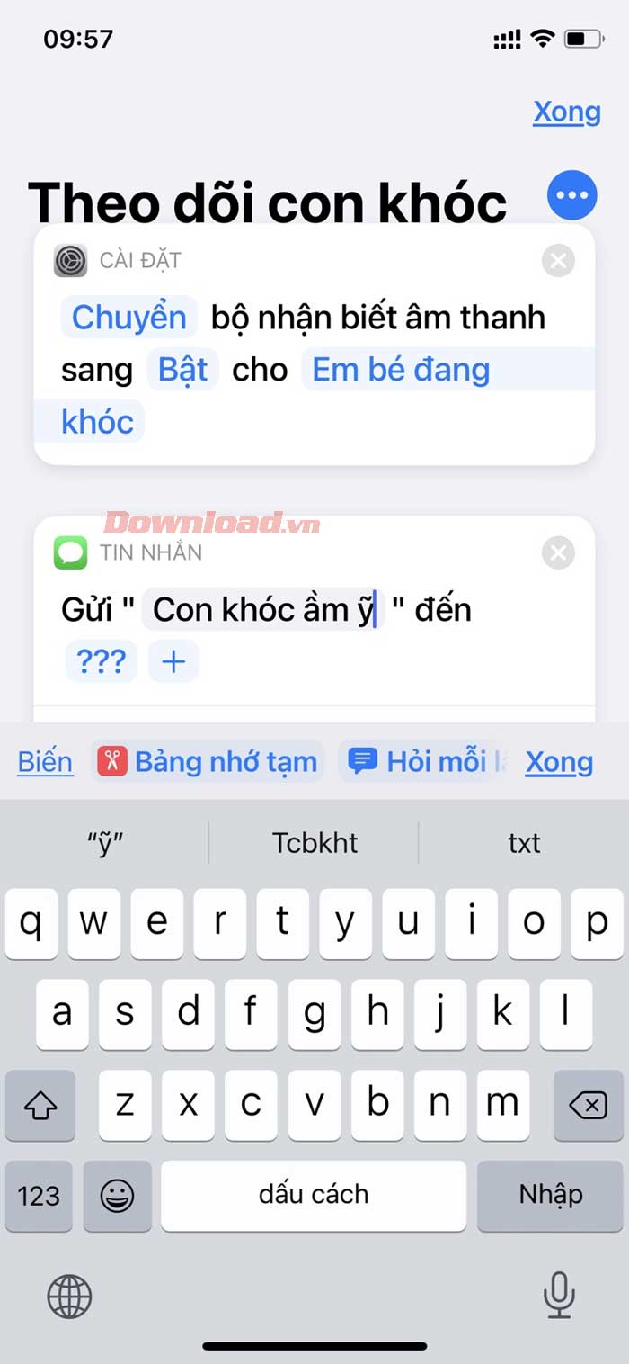 <p><strong>Bước 8:</strong> Tác vụ Gửi tin nhắn tới (số liên hệ) sẽ hiện ra.</p>