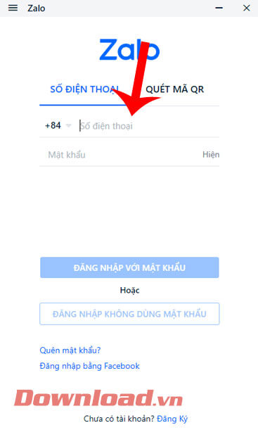 <p><strong>Bước 1:</strong> Tại màn hình đăng nhập lúc này, hãy<strong> nhập số điện thoại và mật khẩu