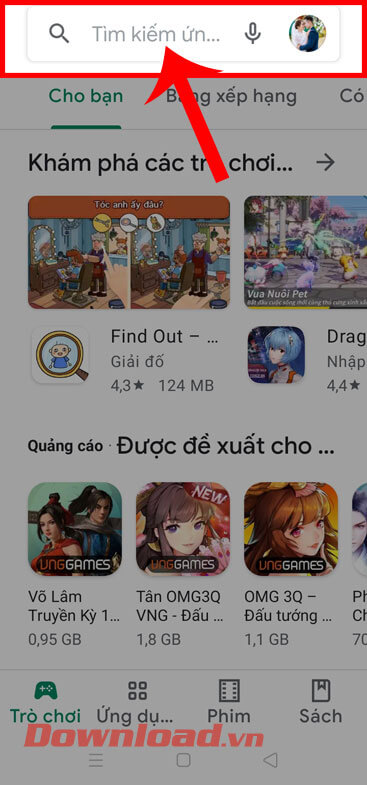 <p><strong>Bước 1:</strong> Đầu tiên, hãy mở <strong>kho ứng dụng <a href="https://download.com.vn/google-play-apk-59541">Google