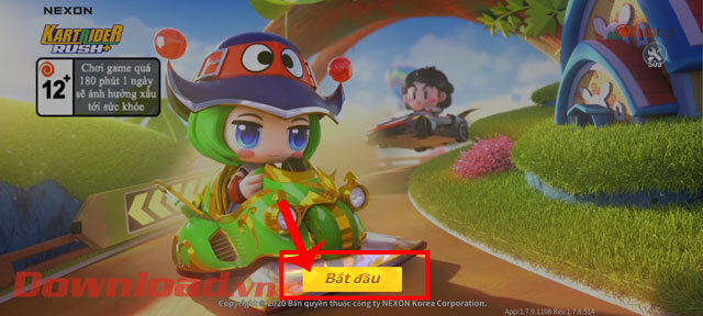 <p><strong>Bước 1:</strong> Tại giao diện chính của game KartRider Rush+, hãy ấn vào nút <strong>Bắt