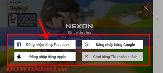<p><strong>Bước 2:</strong> Đăng nhập vào game bằng tài khoản <a href="https://download.com.vn/facebook-8289">Facebook</a>,