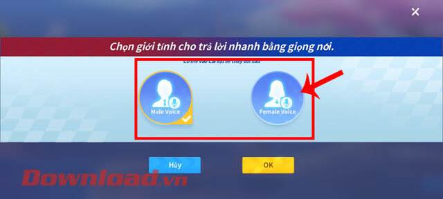 <p><strong>Bước 5:</strong> Tiếp theo, <strong>chọn giới tính</strong> cho tính năng trả lời nhanh bằng