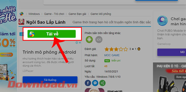 <p><strong>Bước 2:</strong> Tại phần giới thiệu của game trên trang <a href="https://download.com.vn/">Download.com.vn</a>,