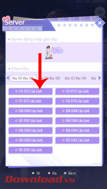 <p><strong>Bước 3:</strong> Tại đây có rất nhiều máy chủ và được chia thành các khu vực khác nhau, hãy