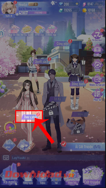 <p><strong>Bước 10:</strong> Để thay đổi trang phục cho nhân vật của mình, thì tại màn chính của game,