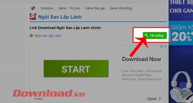 <p><strong>Bước 3:</strong> Ấn vào nút<strong> Tải xuống</strong>, ở phía bên phải của link tải cả game,