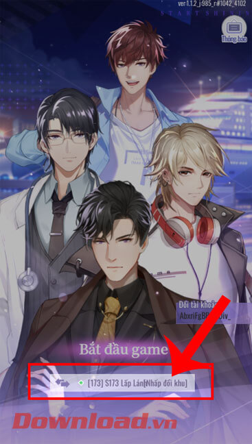 <p><strong>Bước 2:</strong> Nhấn vào ô <strong>Nhấp đổi khu,</strong> để lựa chọn máy chủ cho tài khoản