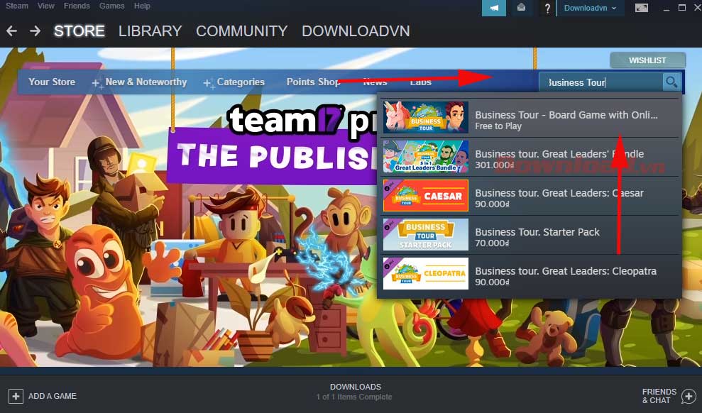 <p><strong>Bước 1:</strong> Mở và đăng nhập tài khoản Steam, sau đó gõ <strong>Business Tour</strong>