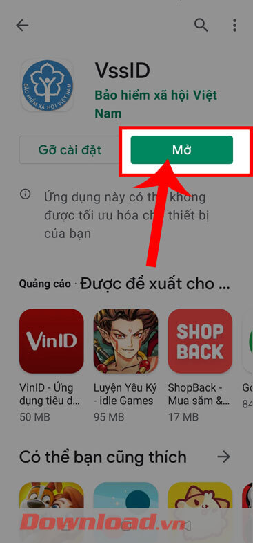 <p><strong>Bước 4:</strong> Chờ đợi một lát để hoàn tất quá trình download ứng dụng về điện thoại, rồi