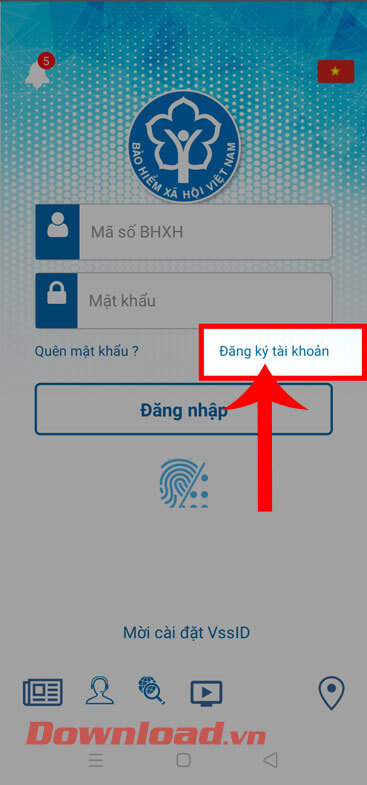<p><strong>Bước 2:</strong> Lúc này, ở màn hình <em>Đăng nhập</em> của ứng dụng, chạm vào mục <strong>Đăng
