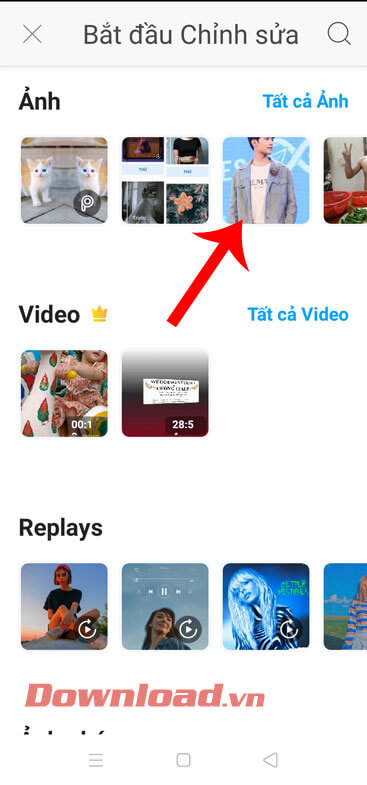 Chọn hình ảnh bất kỳ