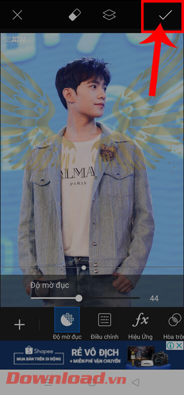 Chạm vào biểu tượng dấu tick