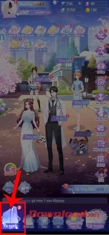 Nhấn vào mục Ra ngoài 