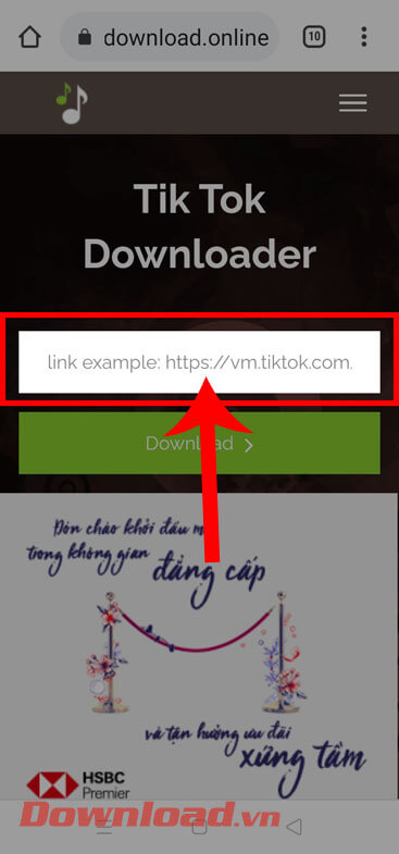 <p><strong>Bước 3:</strong> Tại trang chủ của website, <strong>dán địa chỉ liên kết</strong> của video