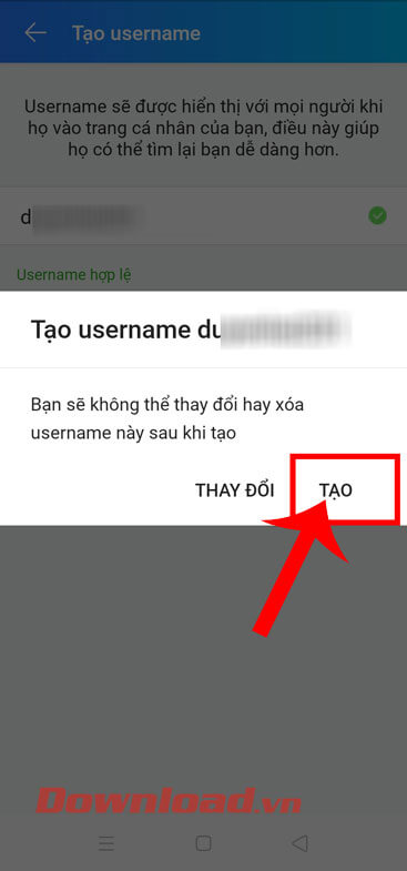 Chạm vào mục Tạo