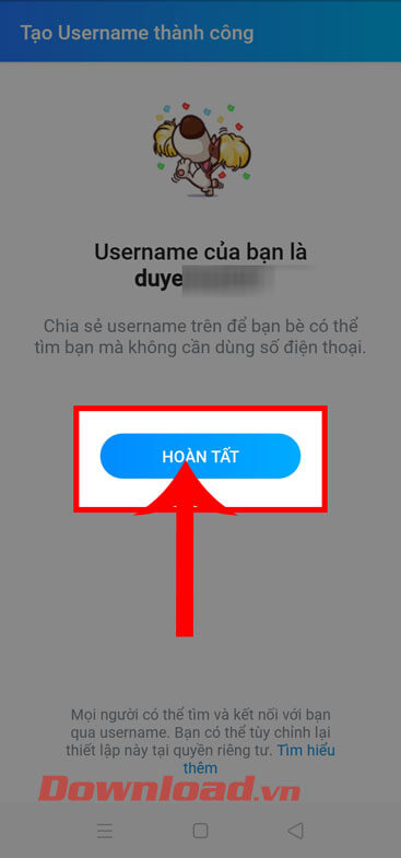Chạm vào nút Hoàn tất 