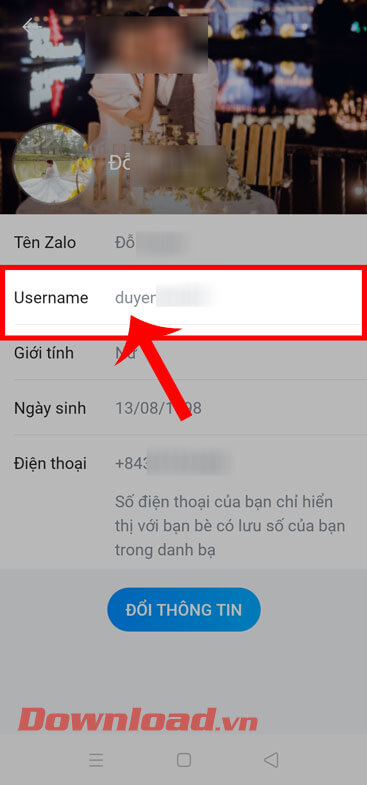 Username đã được tạo