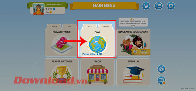 <p><strong>Bước 2:</strong> Tại giao diện chính của game, lựa chọn cách chơi <strong>Solo</strong> hoặc