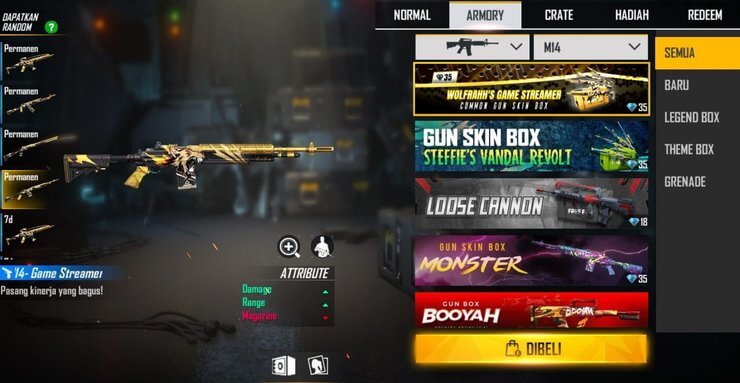 Skin súng Free Fire M14 Game Streamer