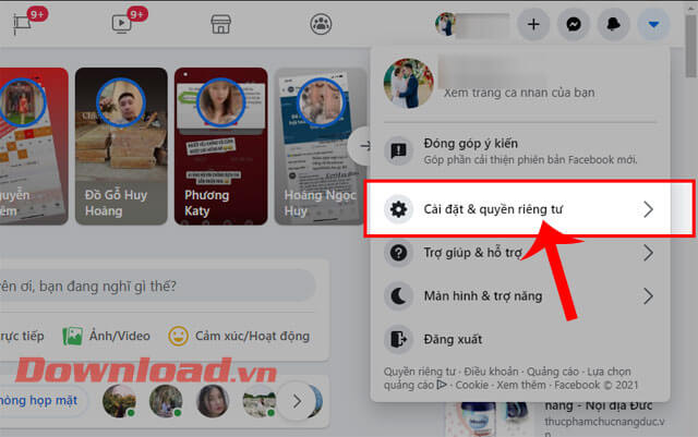 <p><strong>Bước 2:</strong> Tiếp theo, hãy nhấp chuột vào mục <strong>Cài đặt &amp; Quyền riêng tư.</strong></p>