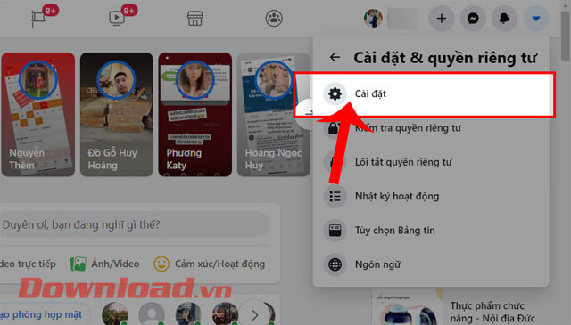 <p><strong>Bước 3:</strong> Lúc này cửa sổ <em>Cài đặt &amp; Quyền riêng tư</em> xuất hiện, nhấn vào