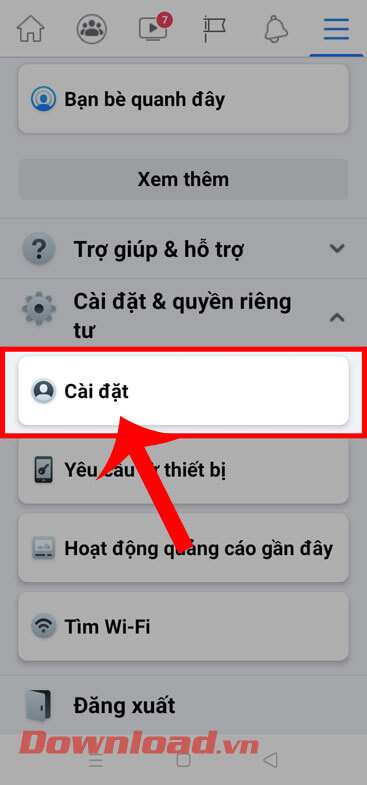 <p><strong>Bước 3:</strong> Tiếp theo, hãy chạm vào mục <strong>Cài đặt.</strong></p>