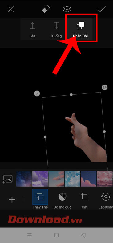 Chạm vào mục Nhân đôi 