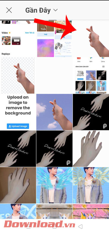 Chọn hình ảnh bàn tay