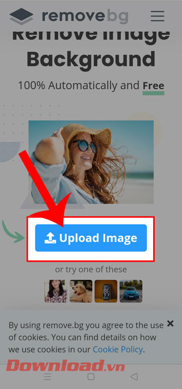 Nhấn vào nút Upload Image