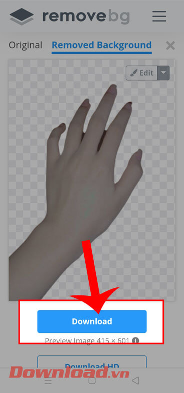 Chạm vào nút Download