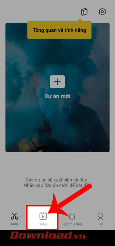 Nhấn vào mục Mẫu