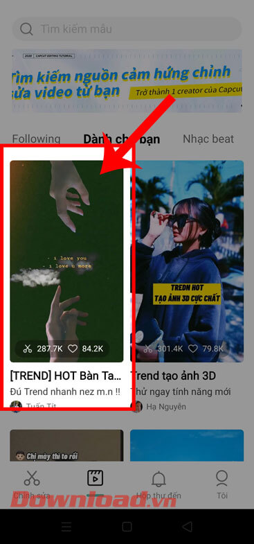 Chọn mẫu video HOT Bàn tay