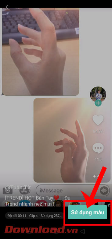 Ấn vào nút Sử dụng mẫu 