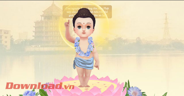 <p><strong>Bước 4:</strong> Sau khi tắm Phật xong các bạn sẽ thấy phía trên tượng Phật sẽ xuất hiện