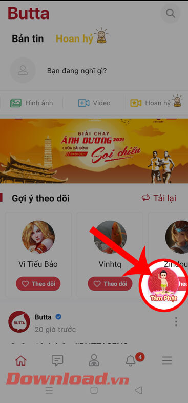 <p><strong>Bước 2:</strong> Trong giao diện chính của ứng dụng, ấn vào cửa sổ<strong> Tắm Phật.</strong></p>